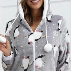 Women's Christmas Pjs Onesies Pajama For Adult Jumpsuits 1 PCS Penguin Animal Plush Simple Comfort Home Christmas Daily Flannel Warm Gift Hoodie Long Sleeve Print Fall Winter Gray Pink 27 Women's Christmas Pjs Onesies Pajama For Adult Jumpsuits 1 PCS Penguin Animal Plush Simple Comfort Home Christmas Daily Flannel Warm Gift Hoodie Long Sleeve Print Fall Winter Gray Pink -Deals The Sexy Bra Store hvytwx1638170759460