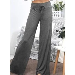 Women's Loungewear Pants Nighty 1 PCS Pure Color Fashion Simple Comfort Home Daily Vacation Cotton Breathable Long Pant Elastic Waist Basic Summer Spring Black Wine -Deals The Sexy Bra Store hwvpjl1644462702894