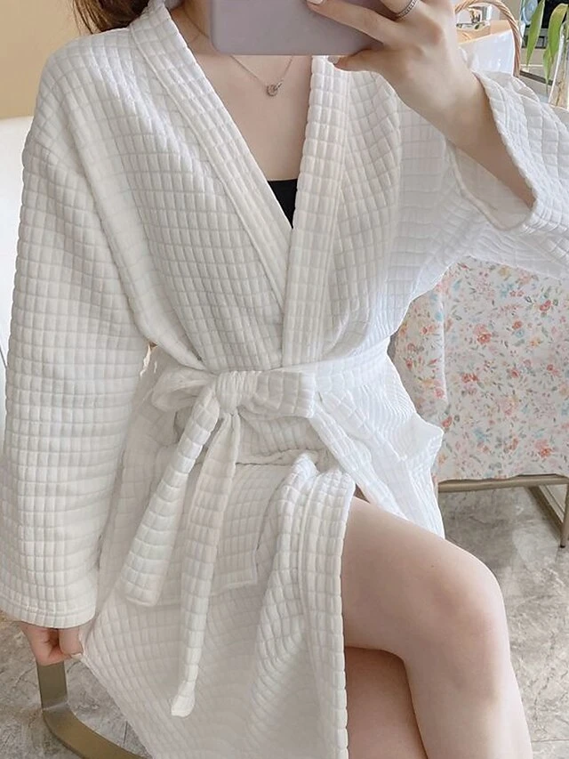 Women's Pajamas Bathrobe Robes Gown Pure Color Simple Casual Comfort Home Daily Bed Polyester Breathable V Wire Long Sleeve Pocket Belt Included Fall Winter Pink Women's Long Sleeves~~ Light Blue 10 Women's Pajamas Bathrobe Robes Gown Pure Color Simple Casual Comfort Home Daily Bed Polyester Breathable V Wire Long Sleeve Pocket Belt Included Fall Winter Pink Women's Long Sleeves~~ Light Blue - Image 10