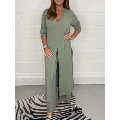 Women's Pajamas Pajama Top And Pant Sets 2 Pieces Pure Color Fashion Casual Soft Home Daily Bed Polyester Breathable V Wire Long Sleeve T Shirt Tee Pant Summer Spring Black White