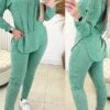 Women's Loungewear Sets Pure Color Sport Casual Comfort Home Daily Vacation Polyester Breathable Hoodie Long Sleeve Hoodie Pant Pocket Fall Winter Black Light Green