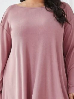 Women's Plus Size Loungewear Sets Pure Color Fashion Comfort Soft Home Daily Bed Polyester Breathable Crew Neck Long Sleeve Pullover Pant Fall Winter Dark Pink -Deals The Sexy Bra Store hylkgn1693986202919