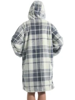 Women's Robe Grid / Plaid Plush Casual Comfort Home Daily Bed Flannel Warm Breathable Hoodie Long Sleeve Pocket Fall Winter Gray -Deals The Sexy Bra Store hzjeaq1695373711293