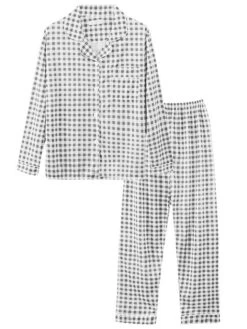 Women's Pajamas Sets Grid / Plaid Dot Fashion Casual Soft Home Daily Bed Satin Breathable Lapel Long Sleeve Shirt Pant Button Pocket Fall Winter Lotus Pink Black -Deals The Sexy Bra Store ibhcwu1697793496717