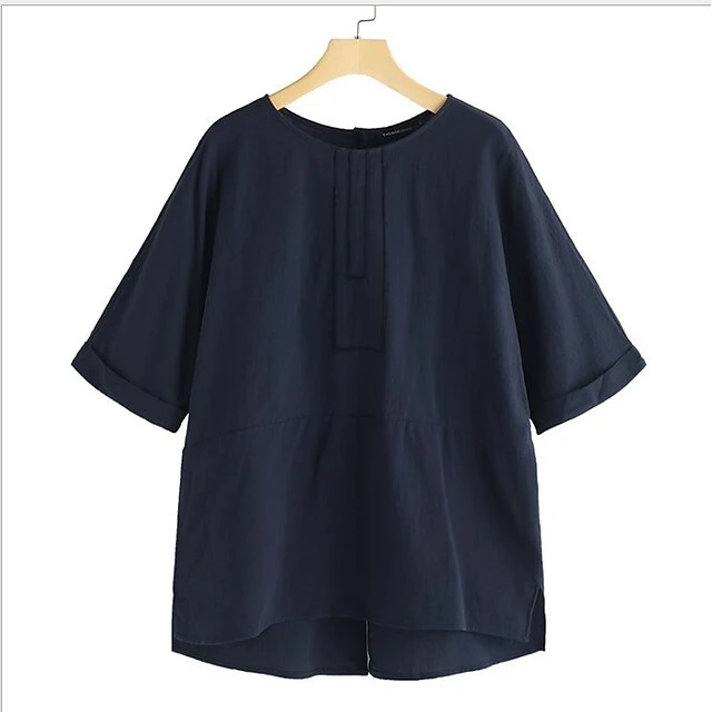 Women's Plus Size Pajamas Top Nighty Pjs Pure Color Simple Comfort Party Home Christmas Polyester Gift Spring Summer Blue Khaki / Seamed 6 Women's Plus Size Pajamas Top Nighty Pjs Pure Color Simple Comfort Party Home Christmas Polyester Gift Spring Summer Blue Khaki / Seamed - Image 6