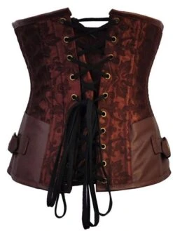 Corset Women's Corsets Halloween Party & Evening Black Brown Comfortable Underbust Corset Hook & Eye Lace Up Backless Retro Tummy Control Pure Color Summer Spring -Deals The Sexy Bra Store idnnyc1646651172895