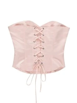 Women's Corsets Halloween Waist Trainer Body Shaper Pure Color Fashion Hot Punk & Gothic Party Carnival Satin Breathable Bandeau Sleeveless Backless Summer Spring Pink -Deals The Sexy Bra Store idxekf1691392655000