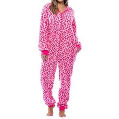 Women's Christmas Onesie Pajama Leopard Stripe Plush Casual Comfort Home Xmas Daily Bed Flannel Warm Hoodie Long Sleeve Pocket Fall Winter Black White -Deals The Sexy Bra Store ifgwqy1695281872478