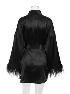 Women's Pajamas Bathrobe Robes Gown Pure Color Simple Casual Comfort Wedding Party Satin Breathable V Wire Long Sleeve Feather Fall Winter Black White 38 Women's Pajamas Bathrobe Robes Gown Pure Color Simple Casual Comfort Wedding Party Satin Breathable V Wire Long Sleeve Feather Fall Winter Black White -Deals The Sexy Bra Store ihekhx1692861980032