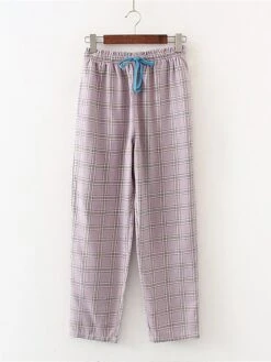 Women's Flannelette Brushed Pajamas Pants Grid / Plaid Basic Casual Comfort Home Daily Bed Cotton Breathable Pant Autunm Winter Light Pink Pink -Deals The Sexy Bra Store ihtrrc1688634066676