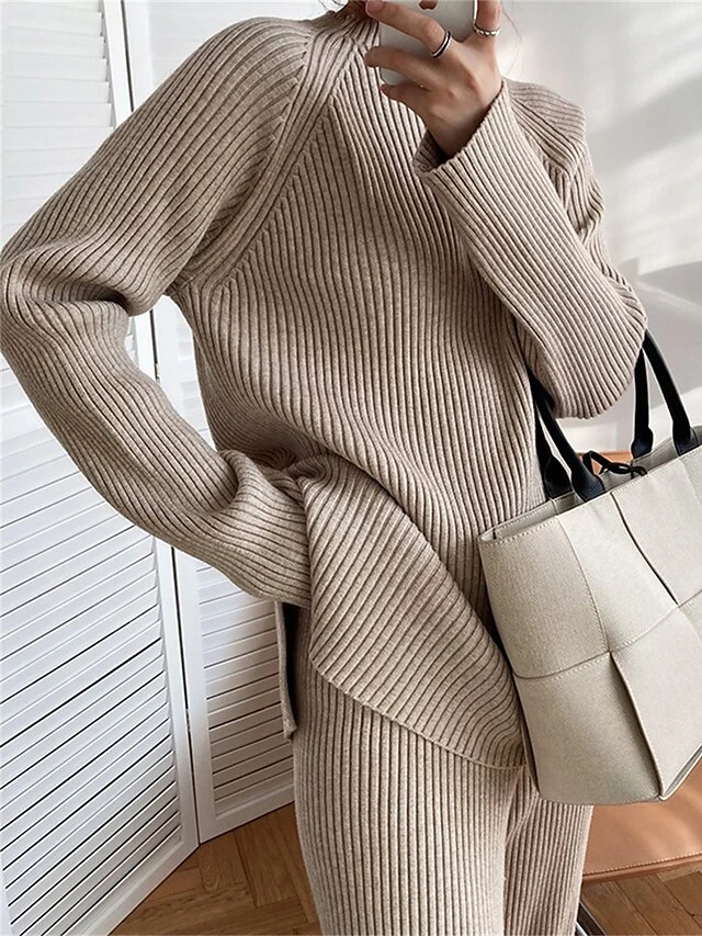 Women's Lounge Sets Sweater Sets Pure Color Fashion Casual Comfort Home Street Daily Polyester Breathable Crew Neck Long Sleeve Sweater Pant Fall Winter Black Blue 13 Women's Lounge Sets Sweater Sets Pure Color Fashion Casual Comfort Home Street Daily Polyester Breathable Crew Neck Long Sleeve Sweater Pant Fall Winter Black Blue - Image 13