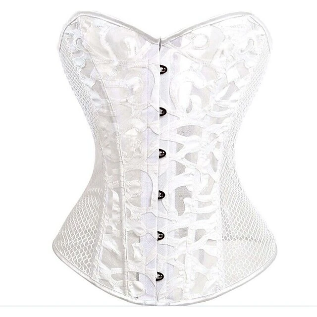 Corset Women's Corsets Christmas Halloween Wedding Party Birthday Party Plus Size Black White Overbust Corset Hook & Eye Lace Up Classic Tummy Control Push Up Plaid / Check Embroidery Abstract Summer 3 Corset Women's Corsets Christmas Halloween Wedding Party Birthday Party Plus Size Black White Overbust Corset Hook & Eye Lace Up Classic Tummy Control Push Up Plaid / Check Embroidery Abstract Summer - Image 3