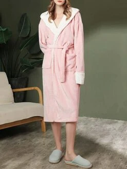 Women's Flannel Robe Pure Color Simple Casual Comfort Home Daily Bed Breathable V Wire Long Sleeve Pocket Belt Included Hoodie Fall Winter 2120 Gray 2120 Navy Blue 9 Women's Flannel Robe Pure Color Simple Casual Comfort Home Daily Bed Breathable V Wire Long Sleeve Pocket Belt Included Hoodie Fall Winter 2120 Gray 2120 Navy Blue -Deals The Sexy Bra Store inpbye1694164342215