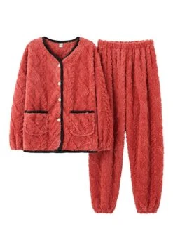 Women's Pajamas Sets Pure Color Warm Comfort Soft Home Daily Bed Flannel Warm Breathable Crew Neck Long Sleeve Cardigan Pant Button Pocket Fall Winter JY5128 JY5136 27 Women's Pajamas Sets Pure Color Warm Comfort Soft Home Daily Bed Flannel Warm Breathable Crew Neck Long Sleeve Cardigan Pant Button Pocket Fall Winter JY5128 JY5136 -Deals The Sexy Bra Store iojyhl1693206679315