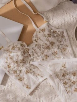 Women's Corstes Top Flower Undergarments Home Bed Date Polyester Breathable Straps Sleeveless Backless Embroidery Summer Spring Black White -Deals The Sexy Bra Store iqfaxk1697161984350