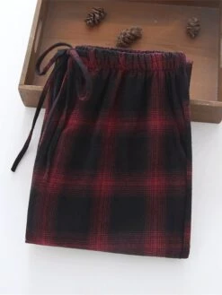 Women's Christmas Lounge Pants Grid / Plaid Simple Casual Xmas Comfort Cotton Breathable Pant Pocket Elastic Waist Fall Winter Pink Plaid Black And White Plaid -Deals The Sexy Bra Store irczfd1695281846890