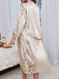 Women's Satin Silk Pajamas Sets 2 Pcs Bathrobe Nightgown Cherry Flower Fashion Hot Comfort Home Daily Bed Satin Breathable V Wire Long Sleeve Spring Summer Black Champagne 38 Women's Satin Silk Pajamas Sets 2 Pcs Bathrobe Nightgown Cherry Flower Fashion Hot Comfort Home Daily Bed Satin Breathable V Wire Long Sleeve Spring Summer Black Champagne -Deals The Sexy Bra Store irrppm1673595048736