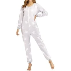 Women's Jumpsuit Sets Star Warm Fashion Casual Home Daily Bed Polyester Breathable Crew Neck Long Sleeve Fall Winter Pink Blue -Deals The Sexy Bra Store isfmzt1692348346134