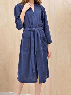 Couple's Robe Bathrobe Robes Gown Pure Color Casual Comfort Oversized Home Daily Bed Polyester Breathable V Wire Long Sleeve Summer Fall White Pink -Deals The Sexy Bra Store itdxnl1689581339572