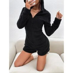 Women's Hooded Teddy Romper Pajamas Solid Warm Fashion Simple Street Daily Vacation Hoodie Long Sleeve Fall Winter Black Purple 24 Women's Hooded Teddy Romper Pajamas Solid Warm Fashion Simple Street Daily Vacation Hoodie Long Sleeve Fall Winter Black Purple -Deals The Sexy Bra Store itnzgo1695798607965