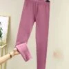 Women's Loungewear Pants Lounge Pants Pure Color Simple Casual Soft Street Daily Vacation Polyester Breathable Long Pant Elastic Waist Summer Spring Black Pink