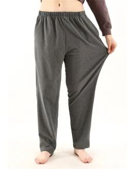Women's Plus Size Cotton Lounge Pants Pure Color Fashion Casual Comfort Home Street Daily Cotton Warm Gift Pant Pocket Elastic Waist Fall Winter Elegant Black Ivory White -Deals The Sexy Bra Store iuikmo1693986212520