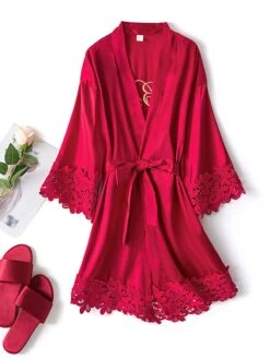 Women's Pajamas Silk Robe Robes Gown Letter Fashion Hot Casual Wedding Party Xmas Satin Breathable Long Sleeve Embroidery Summer Fall White Champagne -Deals The Sexy Bra Store iupjvh1692779758933