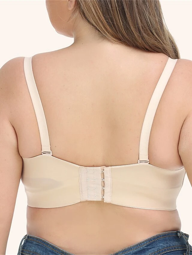Women's Plus Size Bra Pure Color Undergarments Home Bed Polyester Breathable Bandeau Sleeveless Backless Summer Spring Black Beige 4 Women's Plus Size Bra Pure Color Undergarments Home Bed Polyester Breathable Bandeau Sleeveless Backless Summer Spring Black Beige - Image 4