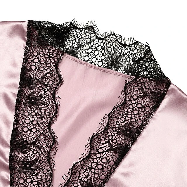 Women's Lace Satin Silk Pajamas Sets 4 Pcs Home Party Daily St.Patrick's Day Elastic Waist Pure Color Satin Simple Casual Soft Strap Top Shorts Fall Winter Spring Strap Short Sleeves Long Sleeve 20 Women's Lace Satin Silk Pajamas Sets 4 Pcs Home Party Daily St.Patrick's Day Elastic Waist Pure Color Satin Simple Casual Soft Strap Top Shorts Fall Winter Spring Strap Short Sleeves Long Sleeve - Image 20