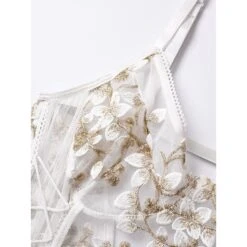 Women's Sexy Bodies Bodysuits Chemises & Negligees Flower Hot See Through Daily Vacation Beach Polyester Breathable Sleeveless Embroidery Summer Spring White Pink -Deals The Sexy Bra Store iyuosm1692602364118