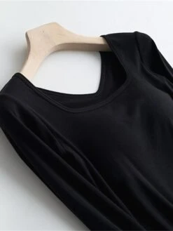 Women's Square Neck Pajama Top With Chest Pads Loungewear Top Pure Color Fashion Casual Comfort Home Street Daily Polyester Breathable Square Neck Long Sleeve Fall Winter Black White Yellow -Deals The Sexy Bra Store jahpek1697699951332