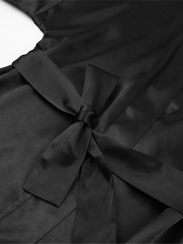 Women's Pajamas Bathrobe Robes Gown Pure Color Simple Casual Comfort Wedding Party Satin Breathable V Wire Long Sleeve Feather Fall Winter Black White 15 Women's Pajamas Bathrobe Robes Gown Pure Color Simple Casual Comfort Wedding Party Satin Breathable V Wire Long Sleeve Feather Fall Winter Black White - Image 15