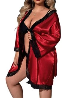 Women's Plus Size Pajamas Bathrobe Patchwork Simple Casual Comfort Home Christmas Bed Polyester Breathable V Wire Long Sleeve Summer Spring Red 9 Women's Plus Size Pajamas Bathrobe Patchwork Simple Casual Comfort Home Christmas Bed Polyester Breathable V Wire Long Sleeve Summer Spring Red -Deals The Sexy Bra Store jbmpdw1696231946777