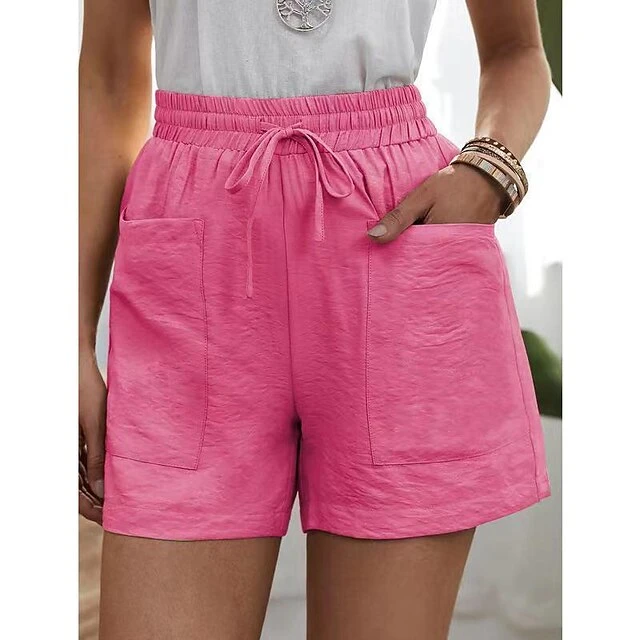 Summer Women's New Loose Linen Casual Shorts Pocket Solid Color Large Size High Waist Wide Leg Pants 8 Summer Women's New Loose Linen Casual Shorts Pocket Solid Color Large Size High Waist Wide Leg Pants - Image 8