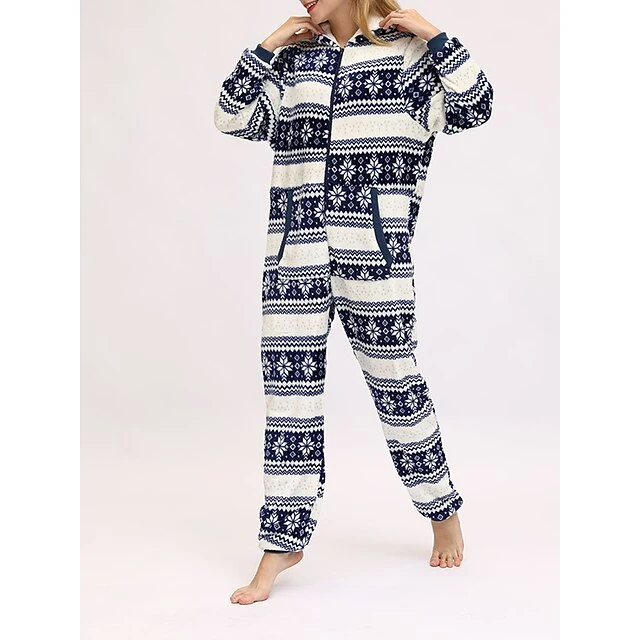 Women's Pajamas Jumpsuit Elk Snowflake Warm Fashion Casual Xmas Home Christmas Daily Polyester Breathable Hoodie Long Sleeve Pocket Fall Winter Black White 11 Women's Pajamas Jumpsuit Elk Snowflake Warm Fashion Casual Xmas Home Christmas Daily Polyester Breathable Hoodie Long Sleeve Pocket Fall Winter Black White - Image 11