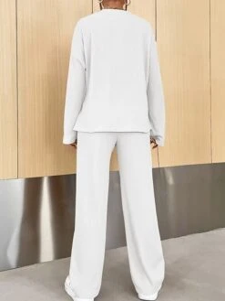 Women's Loungewear Sets Pure Color Fashion Comfort Soft Home Daily Bed Polyester Breathable Crew Neck Long Sleeve Pullover Pant Button Fall Winter Blue-Green White 18 Women's Loungewear Sets Pure Color Fashion Comfort Soft Home Daily Bed Polyester Breathable Crew Neck Long Sleeve Pullover Pant Button Fall Winter Blue-Green White -Deals The Sexy Bra Store jdcwry1693552854782