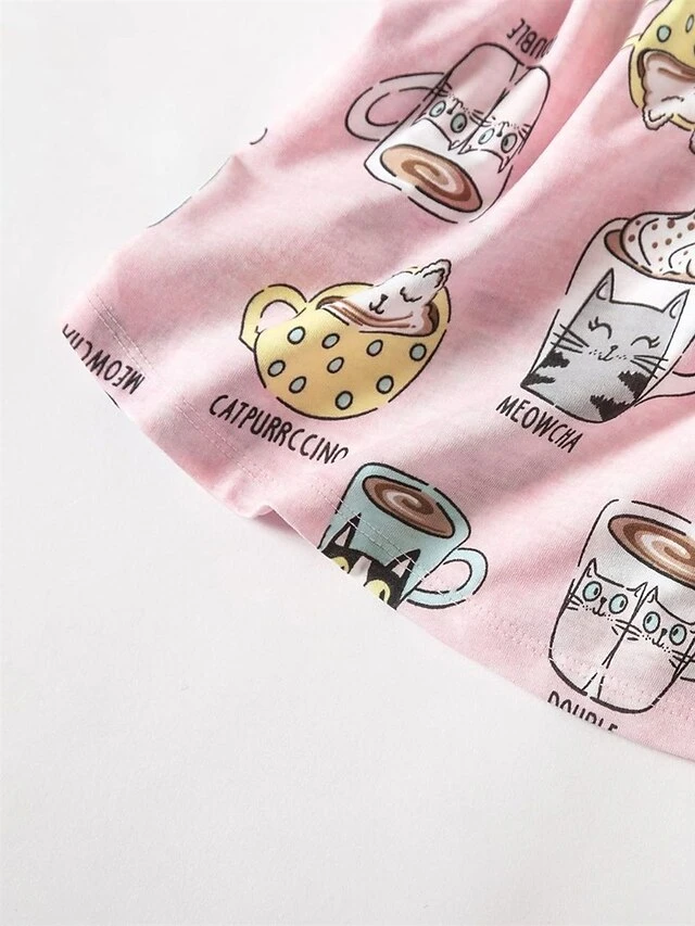 Women's Pajamas Pajama Top And Pant Sets Cat Butterfly Casual Comfort Sweet Home Daily Bed Cotton Breathable V Wire Short Sleeve T Shirt Tee Pant Elastic Waist Summer Spring Pink Blue 10 Women's Pajamas Pajama Top And Pant Sets Cat Butterfly Casual Comfort Sweet Home Daily Bed Cotton Breathable V Wire Short Sleeve T Shirt Tee Pant Elastic Waist Summer Spring Pink Blue - Image 10