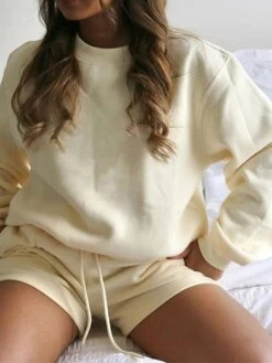 Women's Lounge Sets 2 Pcs Sweatshirt And Shorts Pure Color Fashion Casual Comfort Street Daily Date Polyester Breathable Crew Neck Long Sleeve Shorts Fall Winter Black Blue 34 Women's Lounge Sets 2 Pcs Sweatshirt And Shorts Pure Color Fashion Casual Comfort Street Daily Date Polyester Breathable Crew Neck Long Sleeve Shorts Fall Winter Black Blue -Deals The Sexy Bra Store jfgdue1691566030894