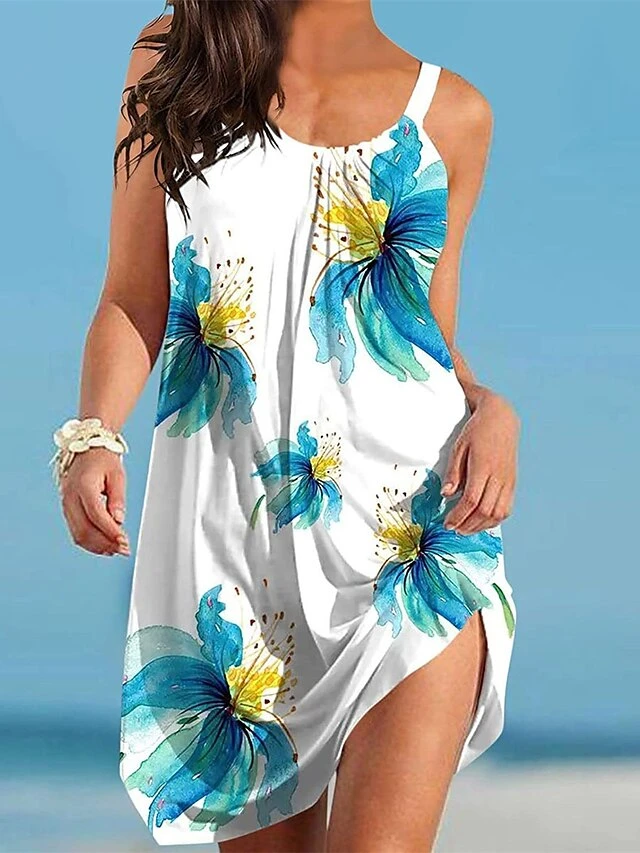 Women's Loungewear Nightgown Nightshirt Dress Tie Dye Flower Fashion Casual Home Street Date Polyester Breathable Straps Sleeveless Summer Spring White Yellow 3 Women's Loungewear Nightgown Nightshirt Dress Tie Dye Flower Fashion Casual Home Street Date Polyester Breathable Straps Sleeveless Summer Spring White Yellow - Image 3