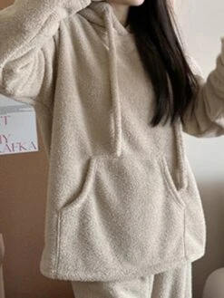 Women's Loungewear Sets Pure Color Fashion Comfort Soft Street Daily Date Polyester Warm Breathable Hoodie Long Sleeve Pant Elastic Waist Fall Winter Pink Brown -Deals The Sexy Bra Store jjrixm1692348331867