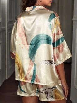 Women's Pajamas Pajama Top And Pant Sets Animal Flower Casual Comfort Soft Home Daily Bed Polyester Breathable Lapel Half Sleeve Shirt Shorts Button Spring Summer Yellow Gray -Deals The Sexy Bra Store jmgrjh1675750475909