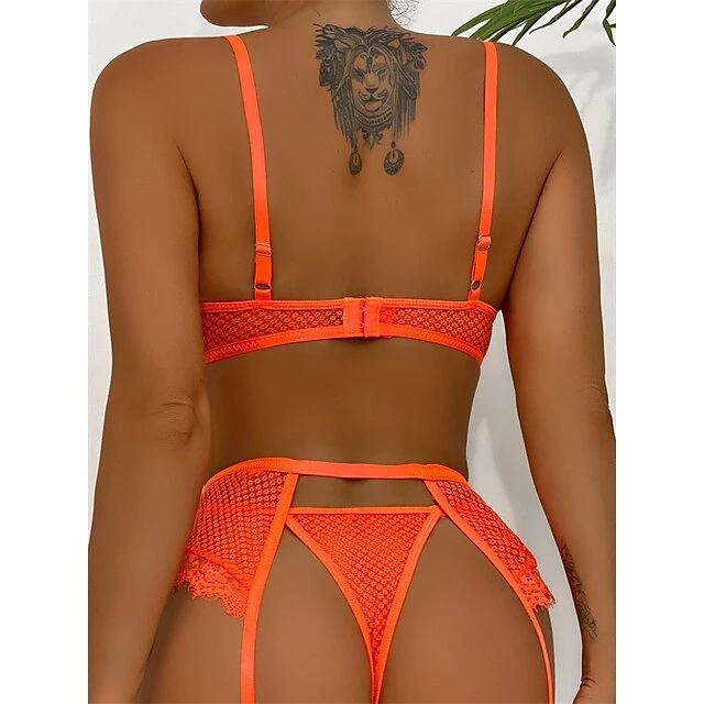 Women's Sexy Lingerie Sets 4 Pieces Pure Color Hot See Through Home Lace Straps Sleeveless Backless Spring Summer White Black / Polyester 3 Women's Sexy Lingerie Sets 4 Pieces Pure Color Hot See Through Home Lace Straps Sleeveless Backless Spring Summer White Black / Polyester - Image 3