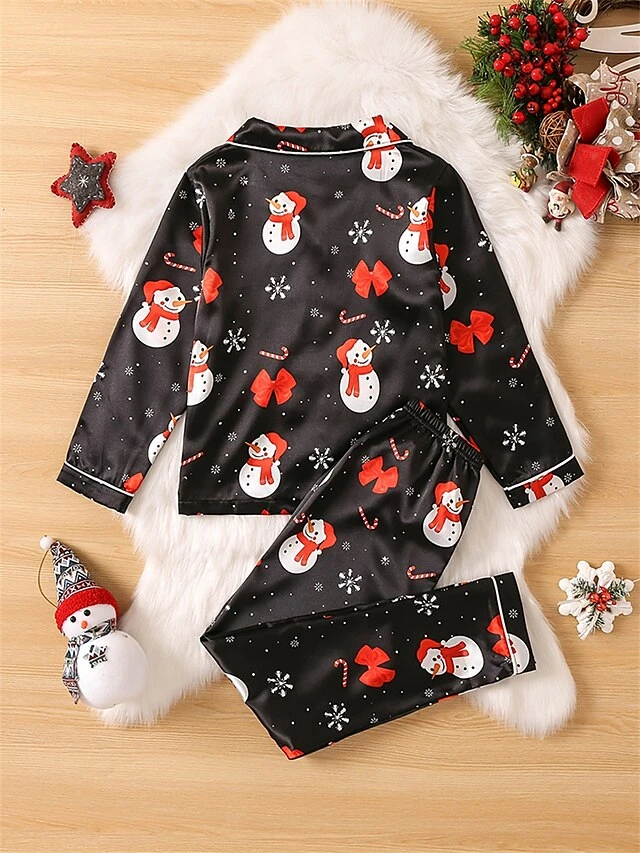 Women's Christmas Pajamas Sets Snowman Snowflake Fashion Casual Home Xmas Daily Polyester Breathable Lapel Long Sleeve Shirt Pant Button Summer Spring SnowmanM-70 8 Women's Christmas Pajamas Sets Snowman Snowflake Fashion Casual Home Xmas Daily Polyester Breathable Lapel Long Sleeve Shirt Pant Button Summer Spring SnowmanM-70 - Image 8