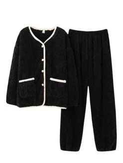 Women's Pajamas Sets Pure Color Warm Comfort Soft Home Daily Bed Flannel Warm Breathable Crew Neck Long Sleeve Cardigan Pant Button Pocket Fall Winter JY5128 JY5136 30 Women's Pajamas Sets Pure Color Warm Comfort Soft Home Daily Bed Flannel Warm Breathable Crew Neck Long Sleeve Cardigan Pant Button Pocket Fall Winter JY5128 JY5136 -Deals The Sexy Bra Store jrfyof1693206682517
