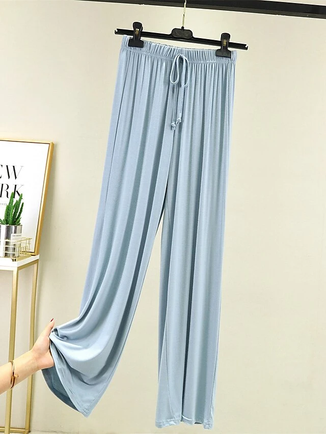 Women's Loungewear Pants Pure Color Casual Comfort Soft Home Daily Vacation Modal Breathable Long Pant Pant Elastic Waist Summer Fall Light Pink Black 4 Women's Loungewear Pants Pure Color Casual Comfort Soft Home Daily Vacation Modal Breathable Long Pant Pant Elastic Waist Summer Fall Light Pink Black - Image 4