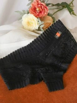 Women's Flower Lace Hole Simple Pure Color Basic Panties Brief Micro-elastic Mid Waist Sexy Nylon 1 PC Green One-Size -Deals The Sexy Bra Store jslzog1637930143461