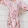 Women's Satin Silk Bathrobe Dressing Gown Animal Flower Print Casual Comfort Soft Home Daily Bed Satin Breathable V Wire Half Sleeve Summer Fall Black Pink