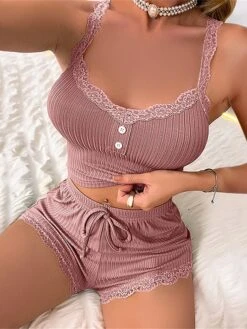 Women's Lace Loungewear Sets Camisole And Shorts Pajamas Sets2 Pcs Pure Color Fashion Soft Sweet Home Daily Bed Polyester Breathable Elastic Waist Summer Spring Black Light Green 22 Women's Lace Loungewear Sets Camisole And Shorts Pajamas Sets2 Pcs Pure Color Fashion Soft Sweet Home Daily Bed Polyester Breathable Elastic Waist Summer Spring Black Light Green -Deals The Sexy Bra Store jupqam1688024444155