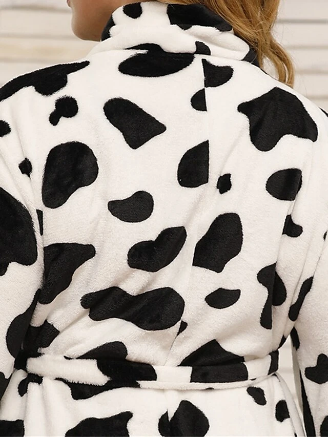 Women's Plus Size Pajamas Robe Bathrobe Dot Color Combo Plush Casual Comfort Home Daily Bed Flannel Warm V Wire Long Sleeve Pocket Fall Winter White Pink 9 Women's Plus Size Pajamas Robe Bathrobe Dot Color Combo Plush Casual Comfort Home Daily Bed Flannel Warm V Wire Long Sleeve Pocket Fall Winter White Pink - Image 9