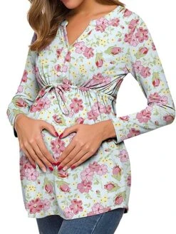 Women's Maternity Tops Pregnancy Shirts Floral Pattern Casual Comfort Pastoral Home Daily Vacation Cotton Breathable V Wire Long Sleeve Fall Winter White Light Green 26 Women's Maternity Tops Pregnancy Shirts Floral Pattern Casual Comfort Pastoral Home Daily Vacation Cotton Breathable V Wire Long Sleeve Fall Winter White Light Green -Deals The Sexy Bra Store jvaqjv1695281845262